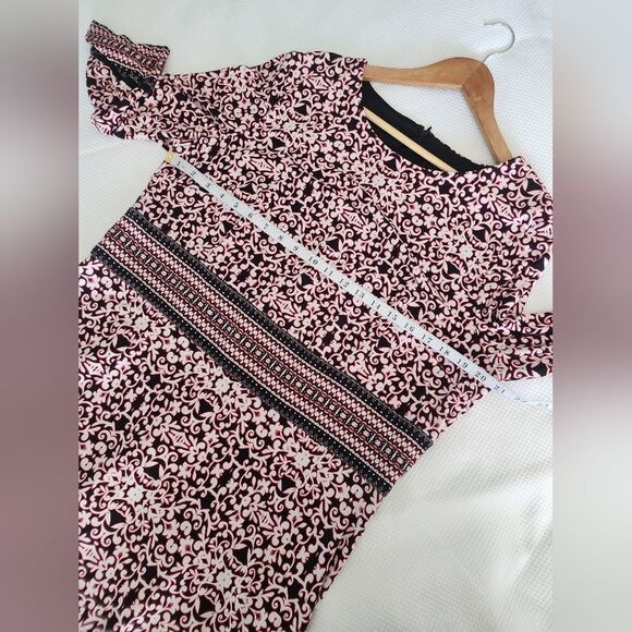 Liz Claiborne Pink Black Sheath Dress 3/4 Sleeve - Picture 5 of 12